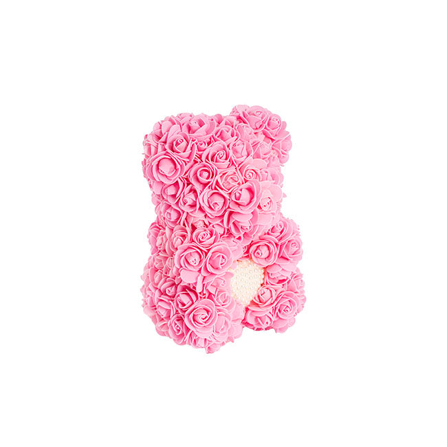 Sweet Rose Bear with Pearl Heart Pink (25cmH)