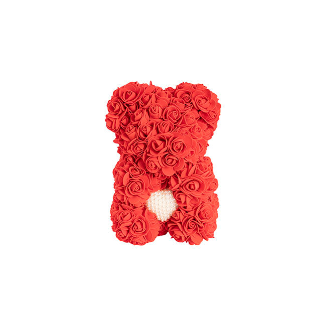 Sweet Rose Bear with Pearl Heart Red (25cmH)