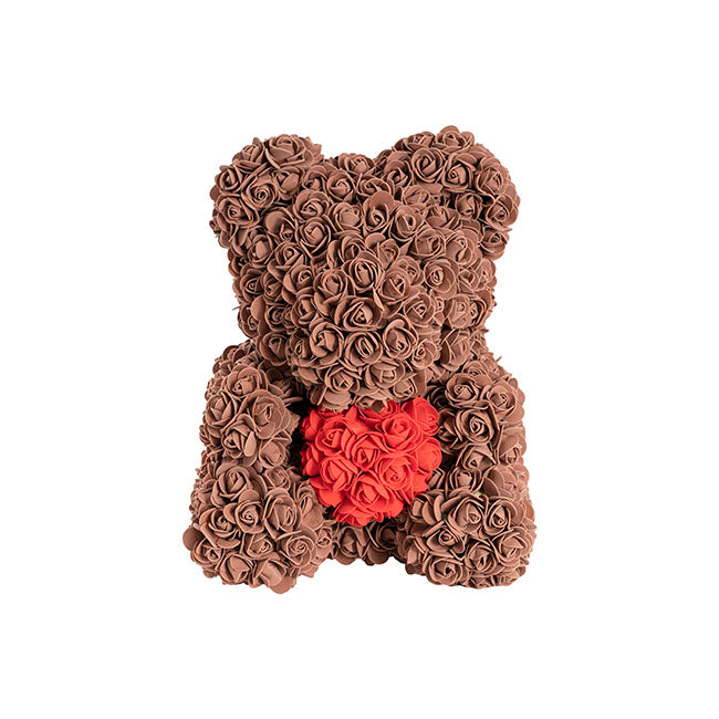 Rose Bear Ted w Red Heart Chocolate (35cmH)