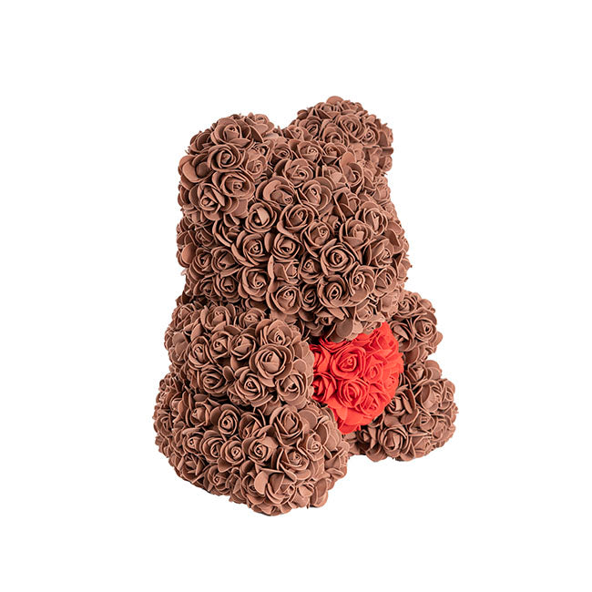 Rose Bear Ted w Red Heart Chocolate (35cmH)