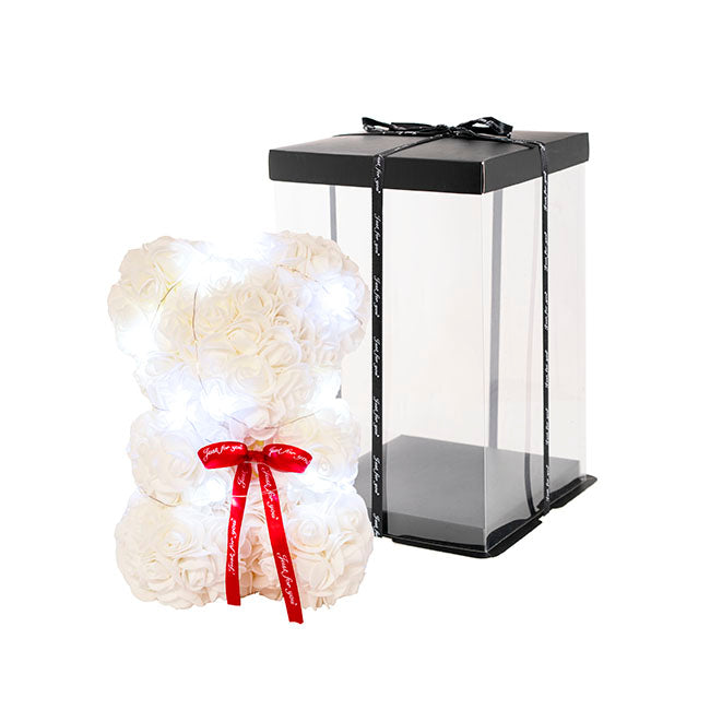 LED Rose Bear Tiffany White (25cmH)