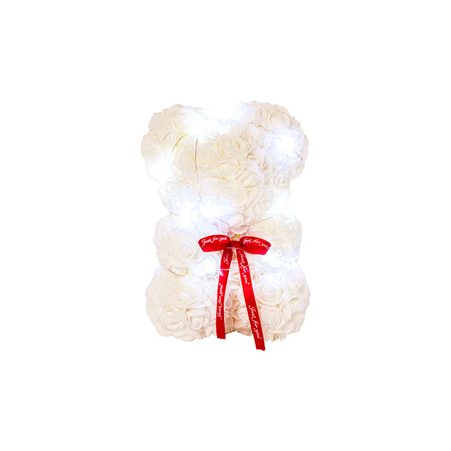 LED Rose Bear Tiffany White (25cmH)