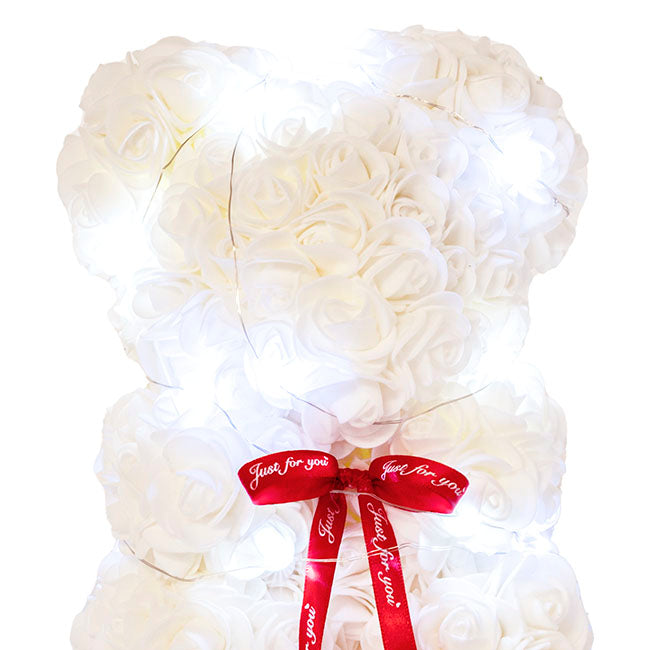 LED Rose Bear Tiffany White (25cmH)