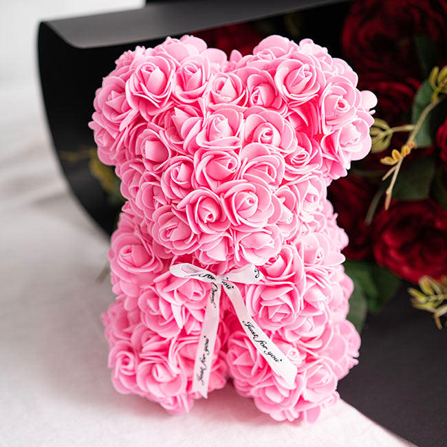 Rose Bear Tiffany Pink (25cmH)