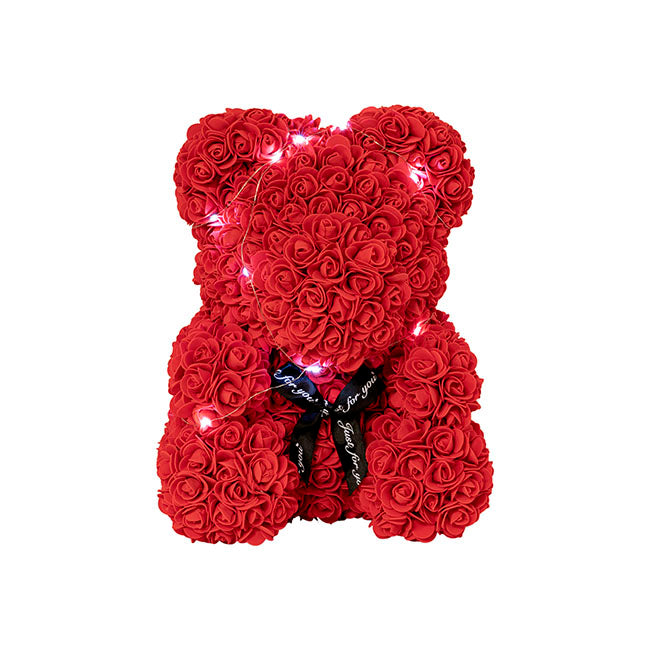 LED Rose Bear Tiffany Large Red (40cmH)