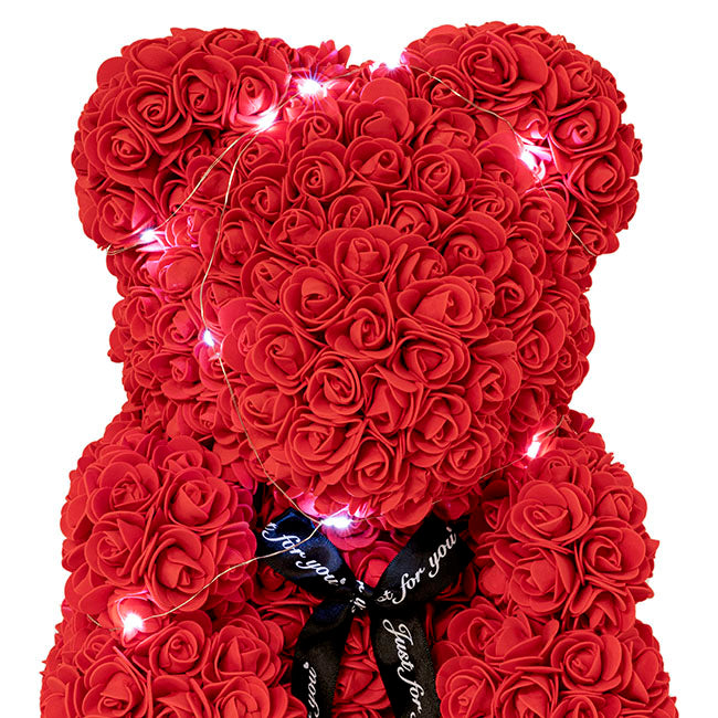 LED Rose Bear Tiffany Large Red (40cmH)