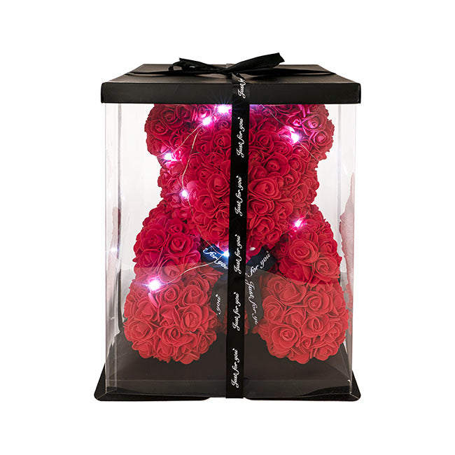 LED Rose Bear Tiffany Large Red (40cmH)