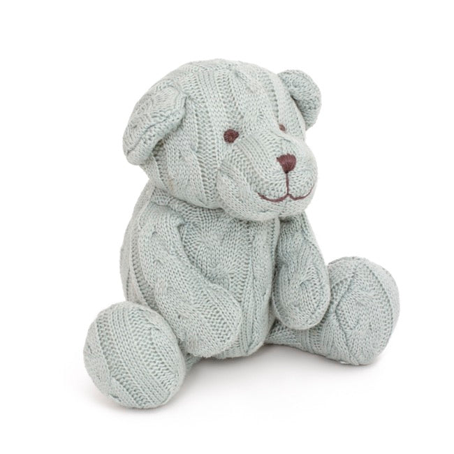 Zac Cable Knit Teddy Bear Baby Blue (22cmST)