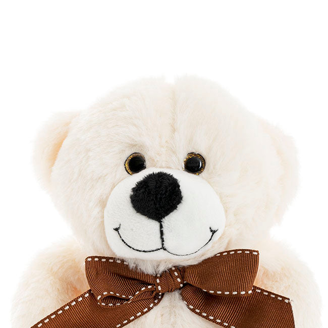 Alec Bear with Bow White (19cmST)