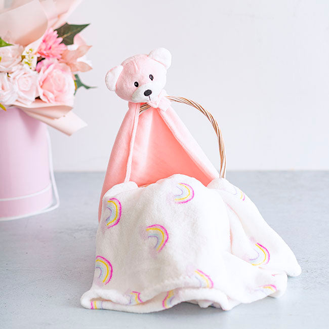 Baby Gift Box Bear Comforter And Blanket Baby Pink