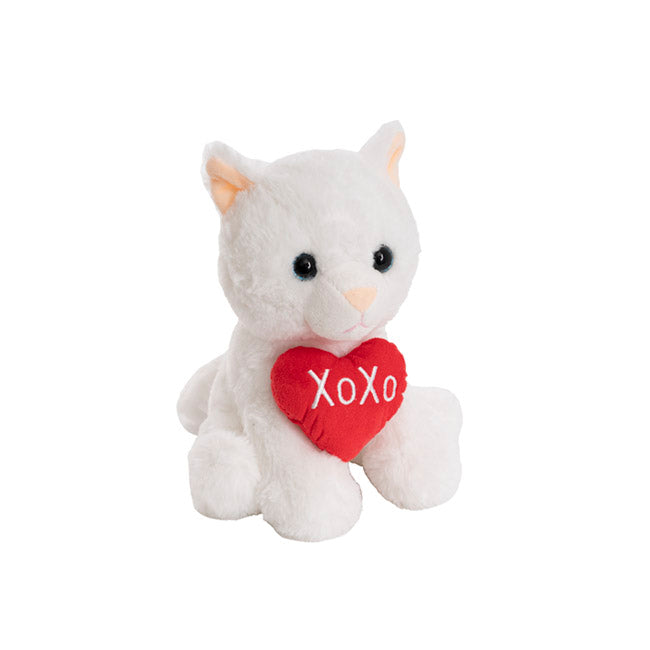 Lunna Cat Holding Xoxo Heart White (20cmST)