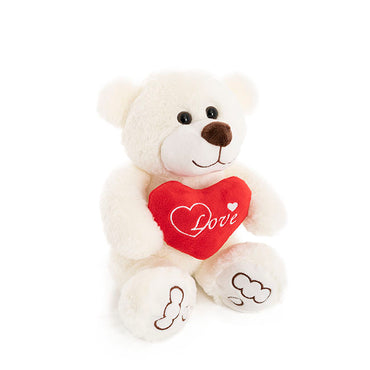 Riley Bear with Red Heart White (25cmST)