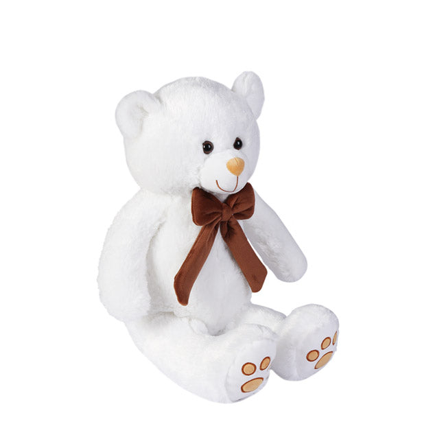 Kyle Bear With Brown Bow White (40cmST)