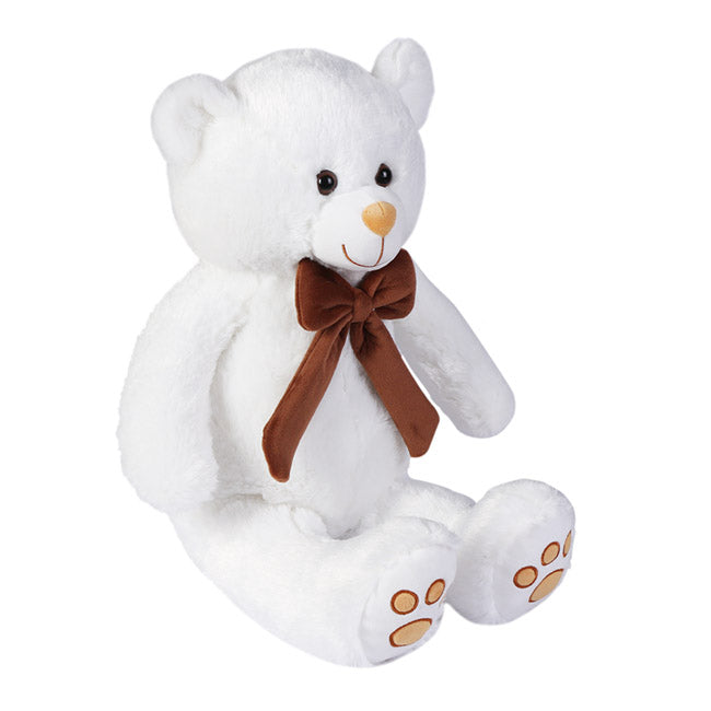 Kyle Bear With Brown Bow White (65cmST)