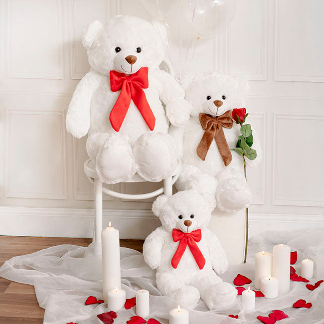 Kyle Bear With Red Bow White (65cmST)