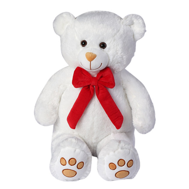 Kyle Bear With Red Bow White (65cmST)