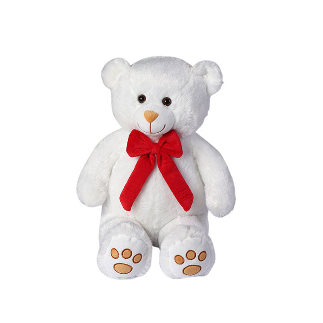 Kyle Bear With Red Bow White (40cmST)