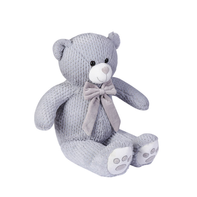 Louis Teddy Bear With Dark Grey Bow Grey (40cmST)