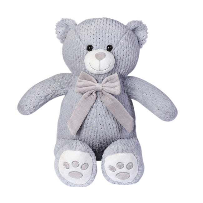 Louis Teddy Bear With Dark Grey Bow Grey (65cmST)