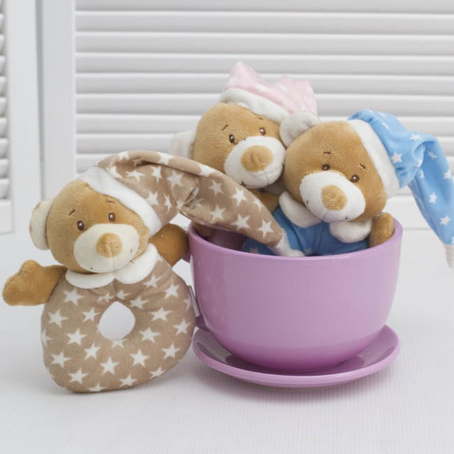 Starbright Teddy Bear Ring Rattle Pink (16cm)