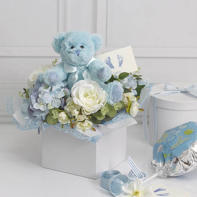 Jade Jointed Teddy Bear Light Blue (25cmHT)