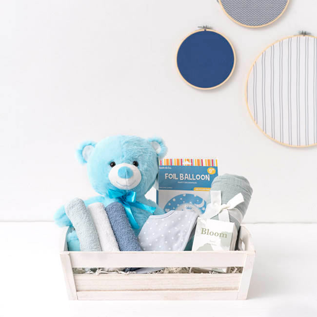 Toby Wooden Gift Hamper Baby Blue